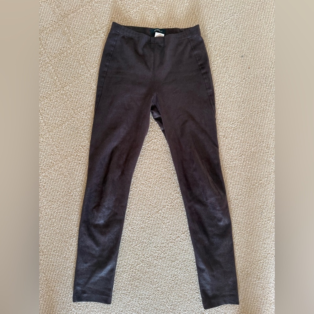 Women’s faux leather snakeskin leggings in chocolate brown
